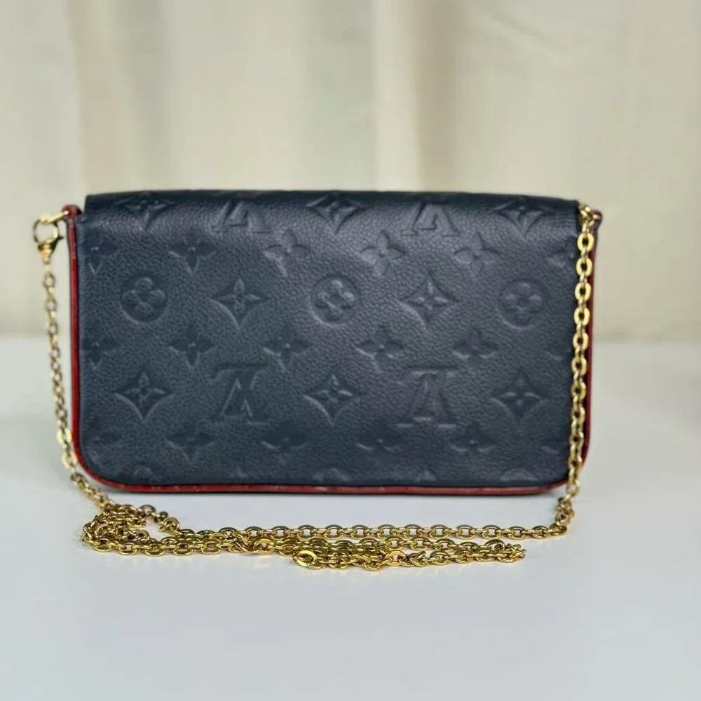 Louis Vuitton Blue Empreinte Felicie Shoulder Bag Crossbody with Gold Chain - Picture 5 of 10